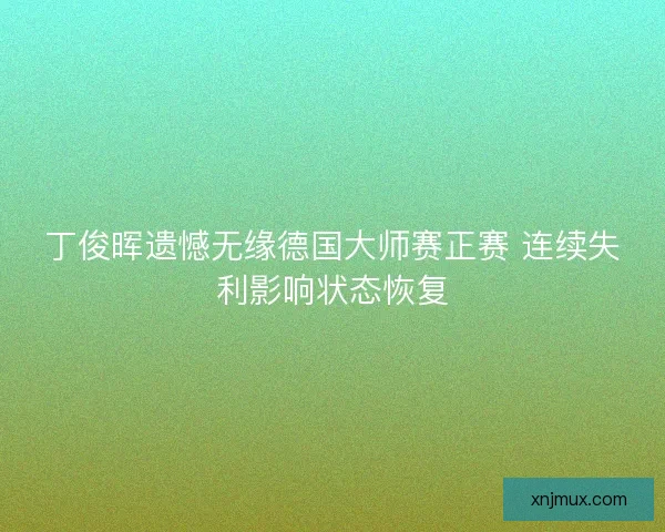 丁俊晖遗憾无缘德国大师赛正赛 连续失利影响状态恢复