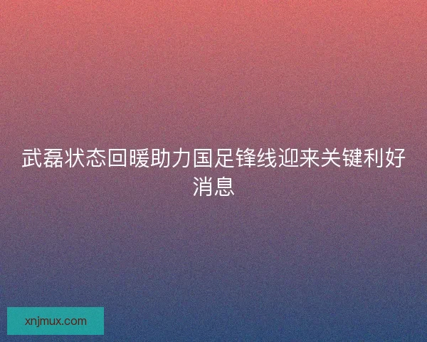 武磊状态回暖助力国足锋线迎来关键利好消息