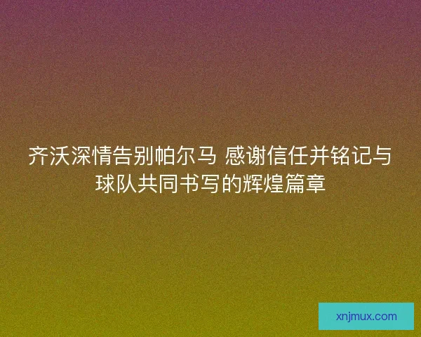 齐沃深情告别帕尔马 感谢信任并铭记与球队共同书写的辉煌篇章